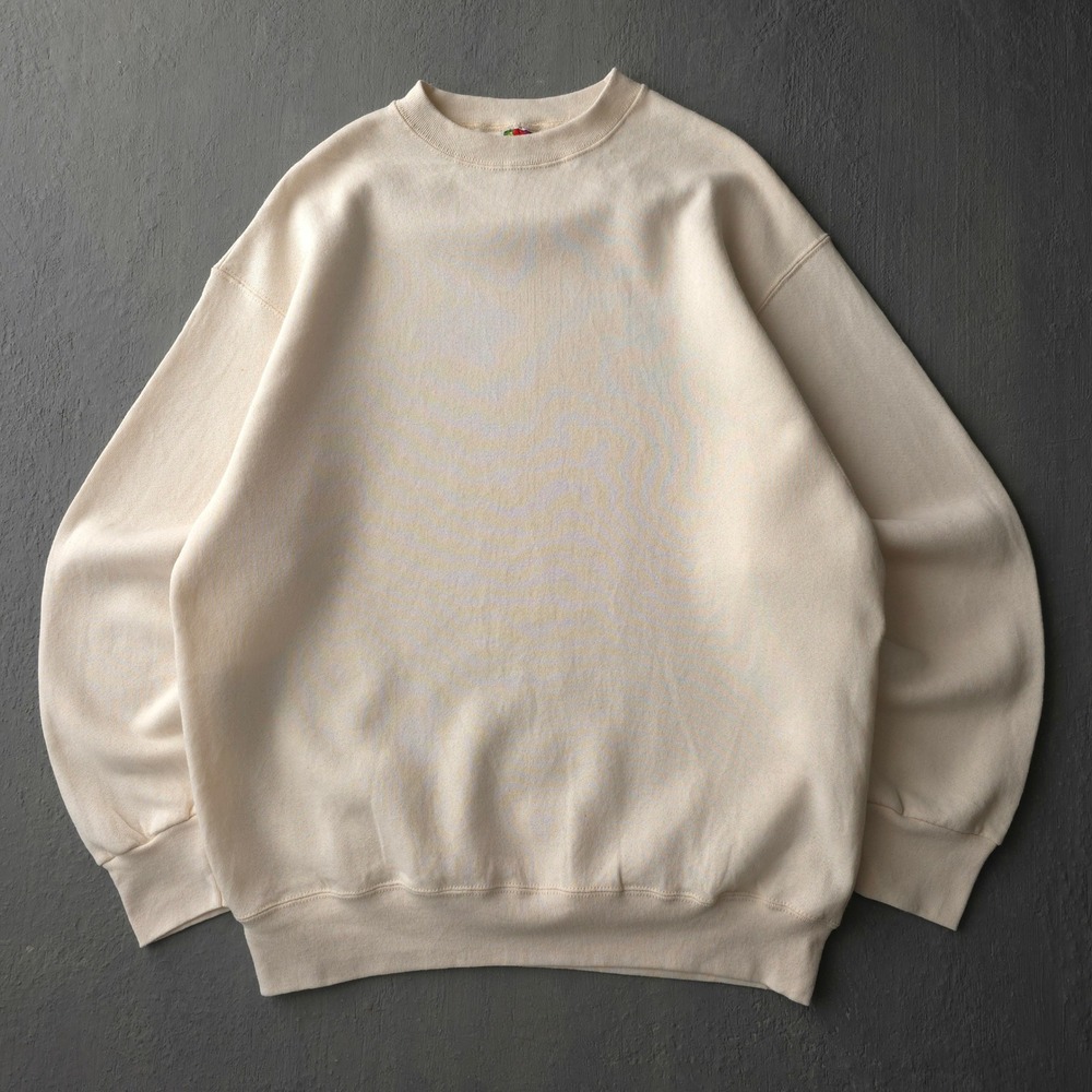 Vintage 90s Fruit of the Loom Cream Sweatshirt XL Blank